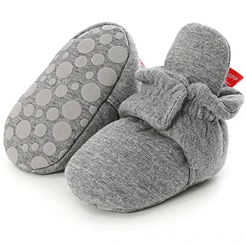 KIDSUN Infant Baby Boy Girl Cozy Fleece Bootie Newborn Stay On Slipper Winter Warm Gripper Non-Slip Crib Shoes 