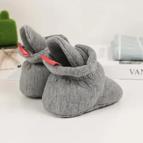 KIDSUN Infant Baby Boy Girl Cozy Fleece Bootie Newborn Stay On Slipper Winter Warm Gripper Non-Slip Crib Shoes - 2