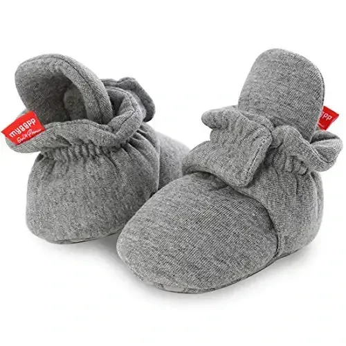 KIDSUN Infant Baby Boy Girl Cozy Fleece Bootie Newborn Stay On Slipper Winter Warm Gripper Non-Slip Crib Shoes - 5