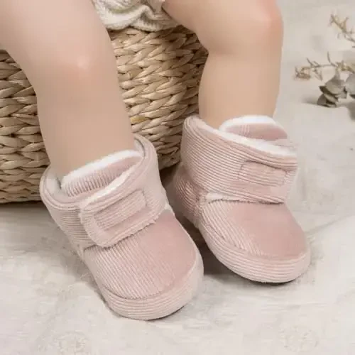 KIDSUN Infant Baby Boy Girl Cozy Fleece Bootie Newborn Stay On Slipper Winter Warm Gripper Non-Slip Crib Shoes - KIDSUN (1)