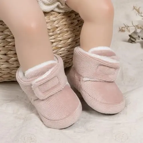 KIDSUN Infant Baby Boy Girl Cozy Fleece Bootie Newborn Stay On Slipper Winter Warm Gripper Non-Slip Crib Shoes - 2