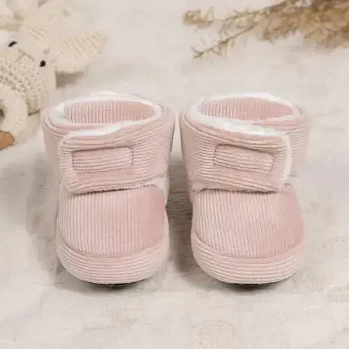 KIDSUN Infant Baby Boy Girl Cozy Fleece Bootie Newborn Stay On Slipper Winter Warm Gripper Non-Slip Crib Shoes - 3