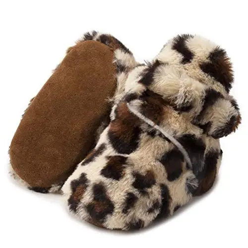 KIDSUN Infant Baby Boy Girl Cozy Fleece Bootie Newborn Stay On Slipper Winter Warm Gripper Non-Slip Crib Shoes - KIDSUN