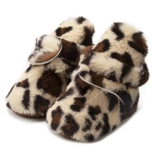 KIDSUN Infant Baby Boy Girl Cozy Fleece Bootie Newborn Stay On Slipper Winter Warm Gripper Non-Slip Crib Shoes - 4