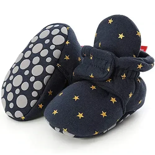KIDSUN Infant Baby Boy Girl Cozy Fleece Bootie Newborn Stay On Slipper Winter Warm Gripper Non-Slip Crib Shoes 