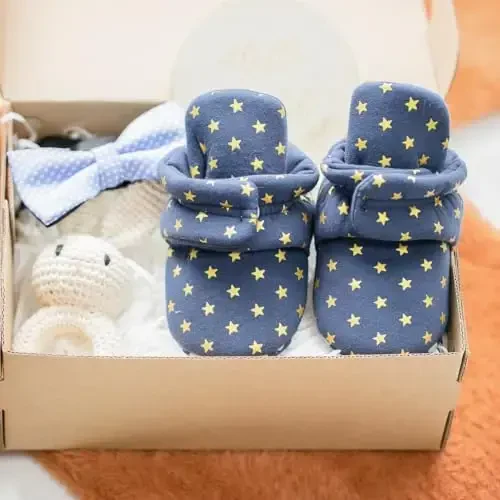 KIDSUN Infant Baby Boy Girl Cozy Fleece Bootie Newborn Stay On Slipper Winter Warm Gripper Non-Slip Crib Shoes - 5