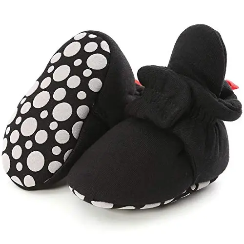 KIDSUN Infant Baby Boy Girl Cozy Fleece Bootie Newborn Stay On Slipper Winter Warm Gripper Non-Slip Crib Shoes - 1