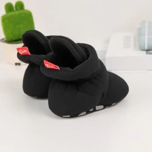 KIDSUN Infant Baby Boy Girl Cozy Fleece Bootie Newborn Stay On Slipper Winter Warm Gripper Non-Slip Crib Shoes - KIDSUN (1)