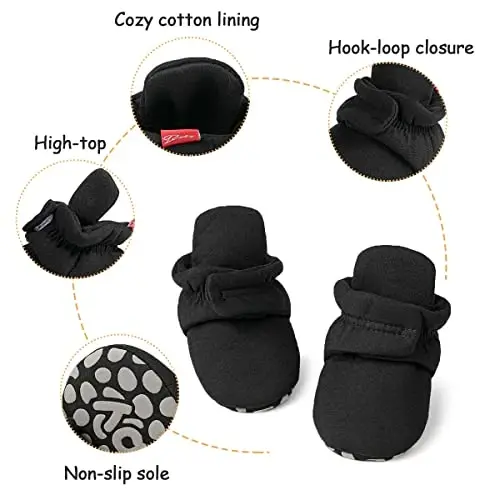 KIDSUN Infant Baby Boy Girl Cozy Fleece Bootie Newborn Stay On Slipper Winter Warm Gripper Non-Slip Crib Shoes - 3