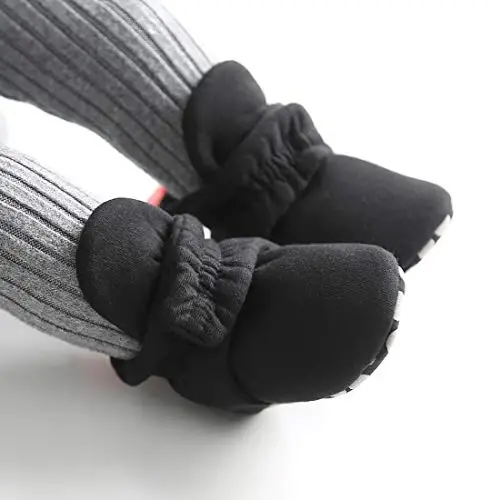 KIDSUN Infant Baby Boy Girl Cozy Fleece Bootie Newborn Stay On Slipper Winter Warm Gripper Non-Slip Crib Shoes - 4