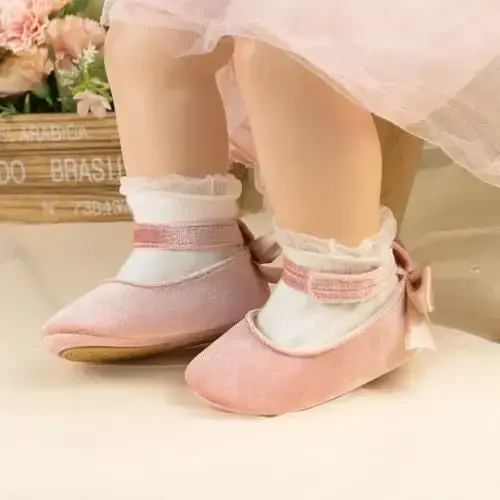 KIDSUN Infant Baby Girls Mary Jane Shoes Non-Slip Rubber Sole Ballet Slippers Princess Dress Wedding Shoes Newborn Crib Shoes First Walkers Shoes - 5