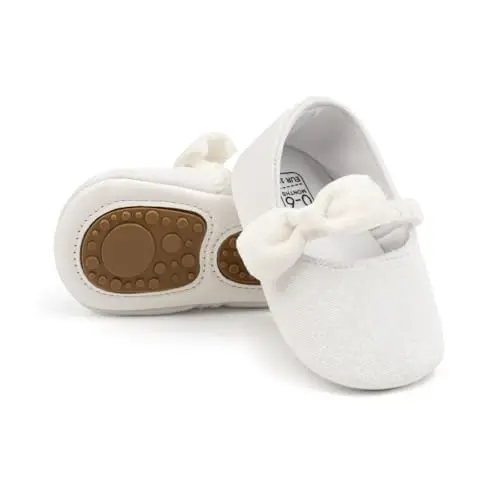 KIDSUN Infant Baby Girls Mary Jane Shoes Non-Slip Rubber Sole Ballet Slippers Princess Dress Wedding Shoes Newborn Crib Shoes First Walkers Shoes - 1