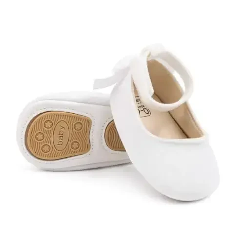 KIDSUN Infant Baby Girls Mary Jane Shoes Non-Slip Rubber Sole Ballet Slippers Princess Dress Wedding Shoes Newborn Crib Shoes First Walkers Shoes - 1
