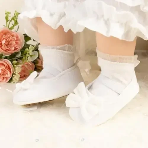 KIDSUN Infant Baby Girls Mary Jane Shoes Non-Slip Rubber Sole Ballet Slippers Princess Dress Wedding Shoes Newborn Crib Shoes First Walkers Shoes - 5