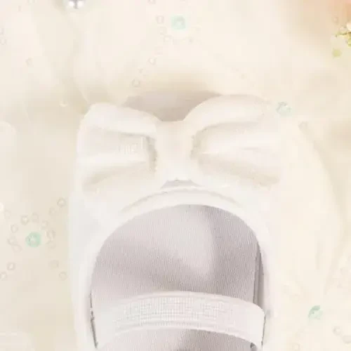 KIDSUN Infant Baby Girls Mary Jane Shoes Non-Slip Rubber Sole Ballet Slippers Princess Dress Wedding Shoes Newborn Crib Shoes First Walkers Shoes - 6