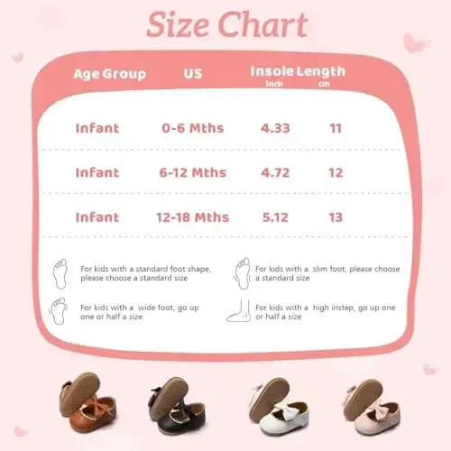 KIDSUN Infant Baby Girls Mary Jane Shoes Non-Slip Rubber Sole Ballet Slippers Princess Dress Wedding Shoes Newborn Crib Shoes First Walkers Shoes - 6