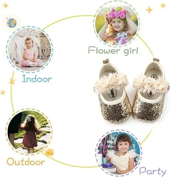 KIDSUN Infant Baby Girls Mary Jane Shoes Non-Slip Rubber Sole Ballet Slippers Princess Dress Wedding Shoes Newborn Crib Shoes First Walkers Shoes - 4