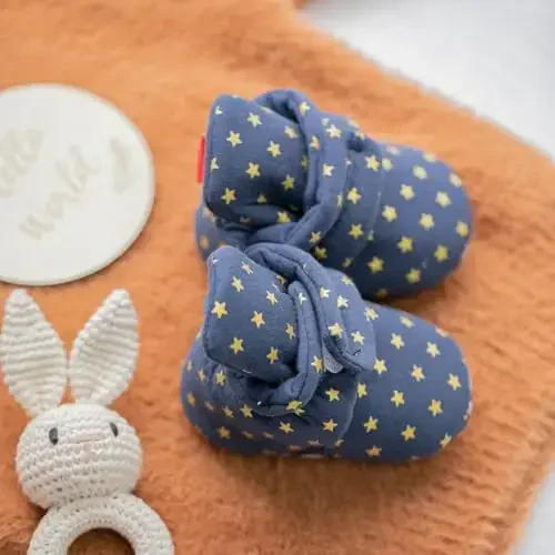 KIDSUN Chaqaloq o'g'il bola qiz qulay jun etik yangi tug'ilgan chaqaloqlar uchun sirpanmaydigan qishki issiq tutqichli krovat poyabzallari - 4