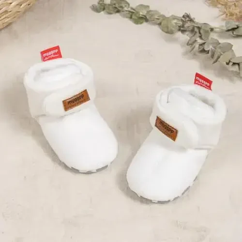 KIDSUN Chaqaloq O'g'il Qiz Qulay Fleece Etik Yangi Tug'ilgan Chaqaloq Oyoqda Qoladigan To'plami Qishki Issiq Tutqichli Sirpanmaydigan Beshik Poyafzallari - 3