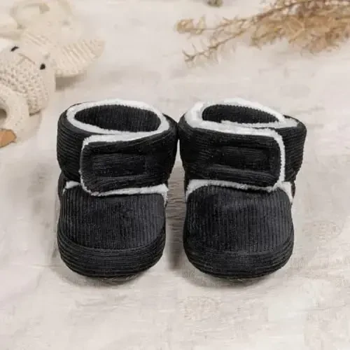 KIDSUN Chaqaloq O'g'il Qiz Qulay Fleece Etik Yangi tug'ilgan Chaqaloq Sirpanmaydigan Oyoq kiyim Qishki Issiq Tutqichli Sirpanishga qarshi Krovat Poyabzali - 3