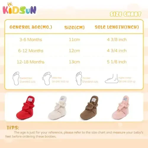 KIDSUN Go'dak bola o'g'il qiz qulay jun paypoq yangi tug'ilgan chaqaloq qishki issiq tutqichli sirpanmaydigan krovat poyabzali - 6