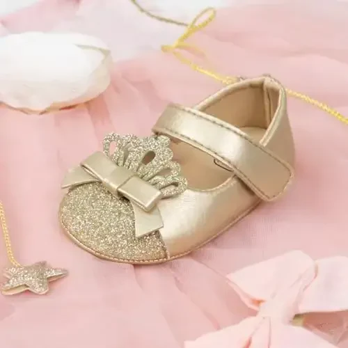 KIDSUN Go'dak Infant Baby Girls Mary Jane Poyafzallari Sirpanmaydigan Kauchuk Taglik Ballet Oyoq Kiyimlari Malika Libosi To'y Oyoq Kiyimlari Yangi Tug'ilgan Chaqaloq Oyoq Kiyimlari Birinchi Qadam Oyoq Kiyimlari - 6