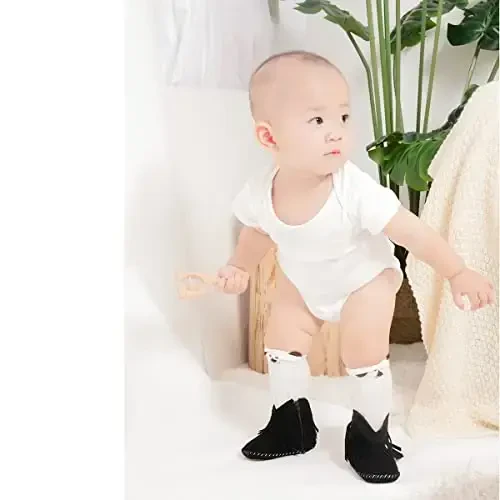 KIDSUN Go'dakí chaqaloq bola qiz qulay junli etik yangi tug'ilgan chaqaloq To'piqsiz uy poyafzali Qishki issiq tutqich Sirpanmaydigan karavot poyafzali - 4