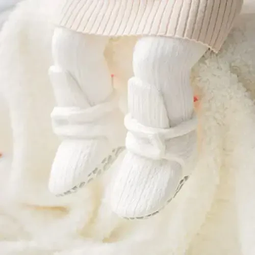 KIDSUN Infant Baby Boy Girl Cozy Fleece Bootie Newborn Stay On Slipper Qishki Issiq Gripper Sirpanmaydigan Beshik Poyabzallari - 4