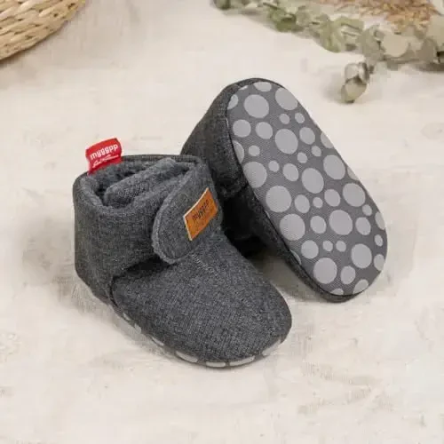 KIDSUN Infant Baby Boy Girl Cozy Fleece Bootie Newborn Stay On Slipper Qishki issiq tutqichli sirpanmaydigan krovat poyabzali - 4