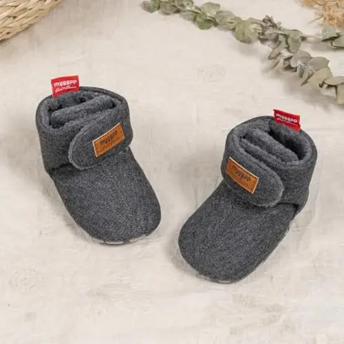KIDSUN Infant Baby Boy Girl Cozy Fleece Bootie Newborn Stay On Slipper Qishki issiq tutqichli sirpanmaydigan krovat poyabzali - 3