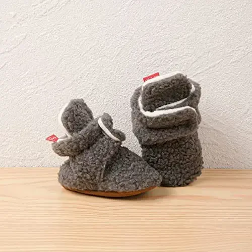 KIDSUN Infant Baby Boy Girl Cozy Fleece Bootie Newborn Stay On Slipper Winter Warm Gripper Non-Slip Crib Shoes - 5
