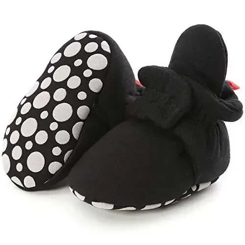 KIDSUN Infant Baby Boy Girl Cozy Fleece Bootie Newborn Stay On Slipper Winter Warm Gripper Non-Slip Crib Shoes 