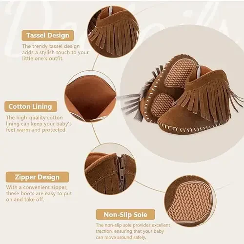 KIDSUN Infant Baby Boy Girl Cozy Fleece Bootie Newborn Stay On Slipper Winter Warm Gripper Non-Slip Crib Shoes - 3