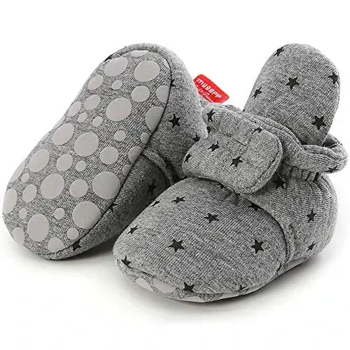KIDSUN Infant Baby Boy Girl Cozy Fleece Bootie Newborn Stay On Slipper Winter Warm Gripper Non-Slip Crib Shoes - KIDSUN