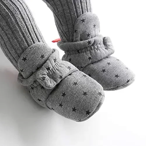 KIDSUN Infant Baby Boy Girl Cozy Fleece Bootie Newborn Stay On Slipper Winter Warm Gripper Non-Slip Crib Shoes - 2