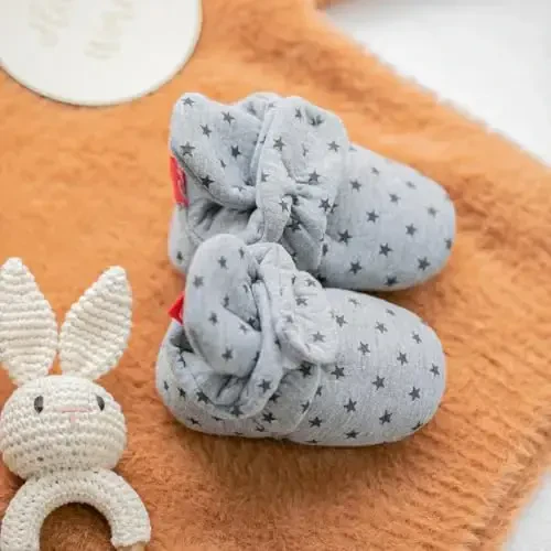 KIDSUN Infant Baby Boy Girl Cozy Fleece Bootie Newborn Stay On Slipper Winter Warm Gripper Non-Slip Crib Shoes - 4