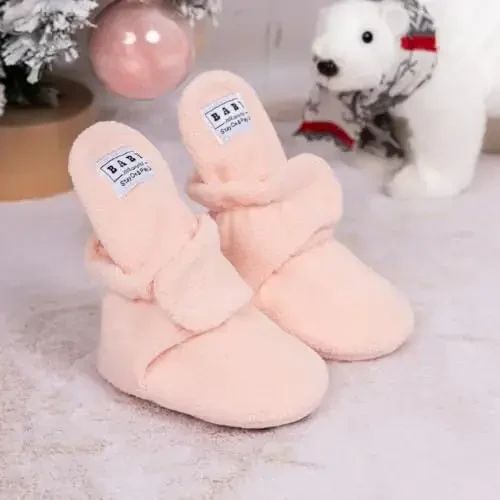 KIDSUN Infant Baby Boy Girl Cozy Fleece Bootie Newborn Stay On Slipper Winter Warm Gripper Non-Slip Crib Shoes - 4