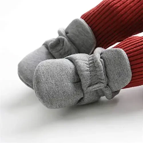 KIDSUN Infant Baby Boy Girl Cozy Fleece Bootie Newborn Stay On Slipper Winter Warm Gripper Non-Slip Crib Shoes - 4