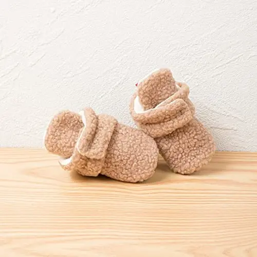 KIDSUN Infant Baby Boy Girl Cozy Fleece Bootie Newborn Stay On Slipper Winter Warm Gripper Non-Slip Crib Shoes - 3