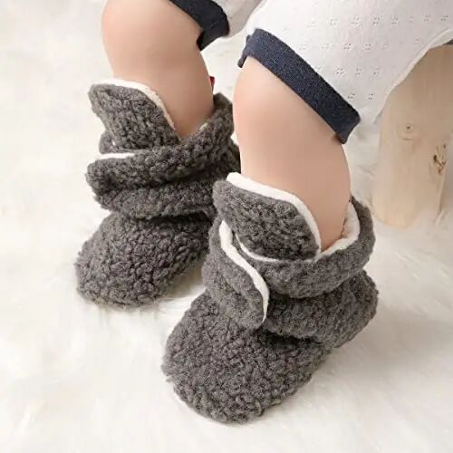 KIDSUN Infant Baby Boy Girl Cozy Fleece Bootie Newborn Stay On Slipper Winter Warm Gripper Non-Slip Crib Shoes - KIDSUN (1)