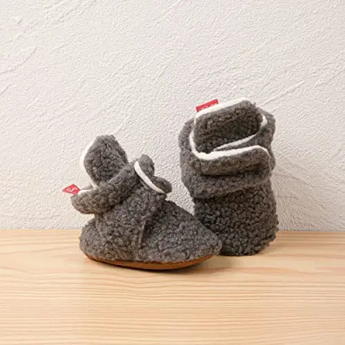 KIDSUN Infant Baby Boy Girl Cozy Fleece Bootie Newborn Stay On Slipper Winter Warm Gripper Non-Slip Crib Shoes - 3