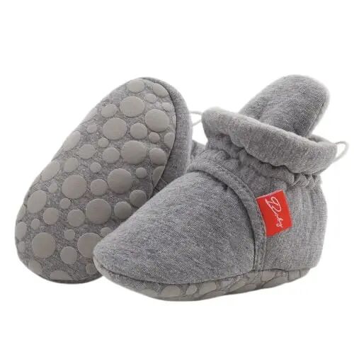 KIDSUN Infant Baby Boy Girl Cozy Fleece Bootie Newborn Stay On Slipper Winter Warm Gripper Non-Slip Crib Shoes - KIDSUN