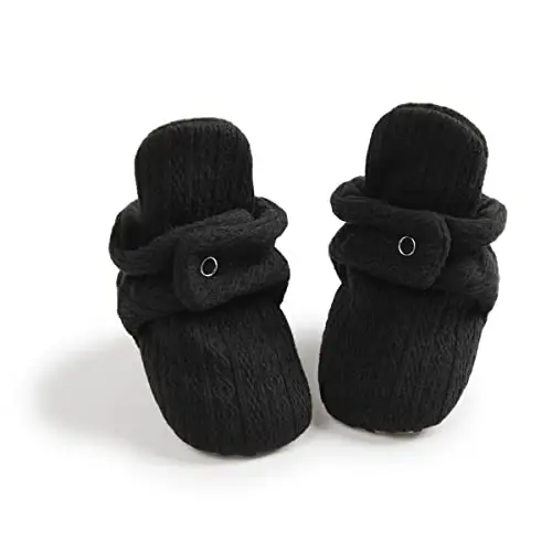 KIDSUN Infant Baby Boy Girl Cozy Fleece Bootie Newborn Stay On Slipper Winter Warm Gripper Non-Slip Crib Shoes - 1
