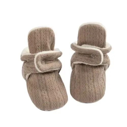 KIDSUN Infant Baby Boy Girl Cozy Fleece Bootie Newborn Stay On Slipper Winter Warm Gripper Non-Slip Crib Shoes - KIDSUN