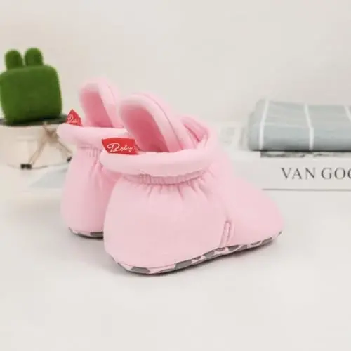 KIDSUN Infant Baby Boy Girl Cozy Fleece Bootie Newborn Stay On Slipper Winter Warm Gripper Non-Slip Crib Shoes - KIDSUN (1)
