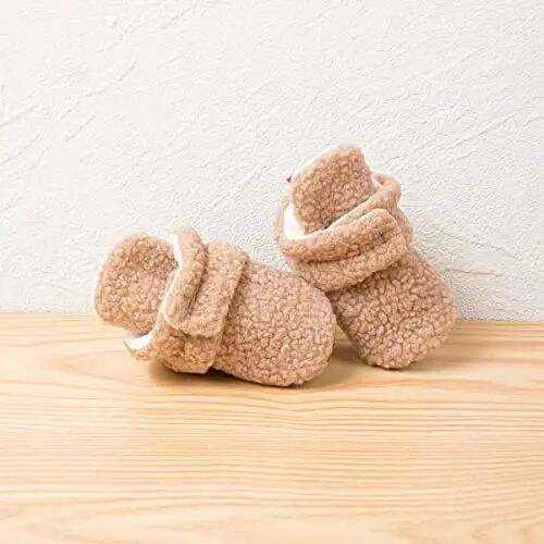 KIDSUN Infant Baby Boy Girl Cozy Fleece Bootie Newborn Stay On Slipper Winter Warm Gripper Non-Slip Crib Shoes - 3