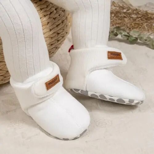 KIDSUN Infant Baby Boy Girl Cozy Fleece Bootie Newborn Stay On Slipper Winter Warm Gripper Non-Slip Crib Shoes - KIDSUN (1)
