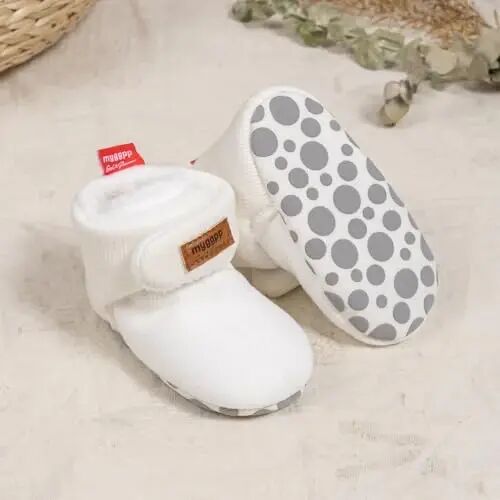 KIDSUN Infant Baby Boy Girl Cozy Fleece Bootie Newborn Stay On Slipper Winter Warm Gripper Non-Slip Crib Shoes - 4