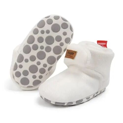 KIDSUN Infant Baby Boy Girl Cozy Fleece Bootie Newborn Stay On Slipper Winter Warm Gripper Non-Slip Crib Shoes - KIDSUN