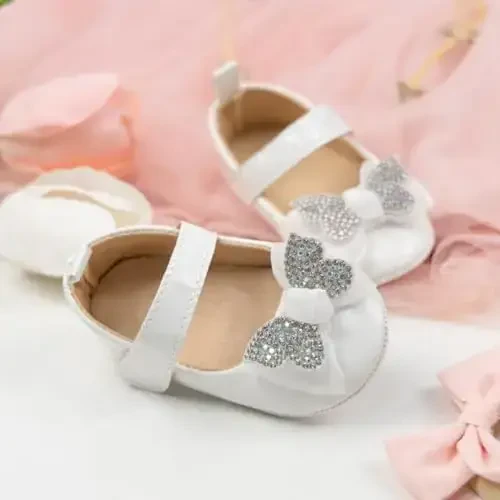 KIDSUN Infant Baby Girls Mary Jane Poyafzal Sürg'almaydigan kauchuk taglikli balet poyafzallari Princess ko'ylak to'y poyafzallari yangi tug'ilgan chaqaloqlar uchun to'shak poyafzallari birinchi qadam qo'yuvchi poyafzallar - 6